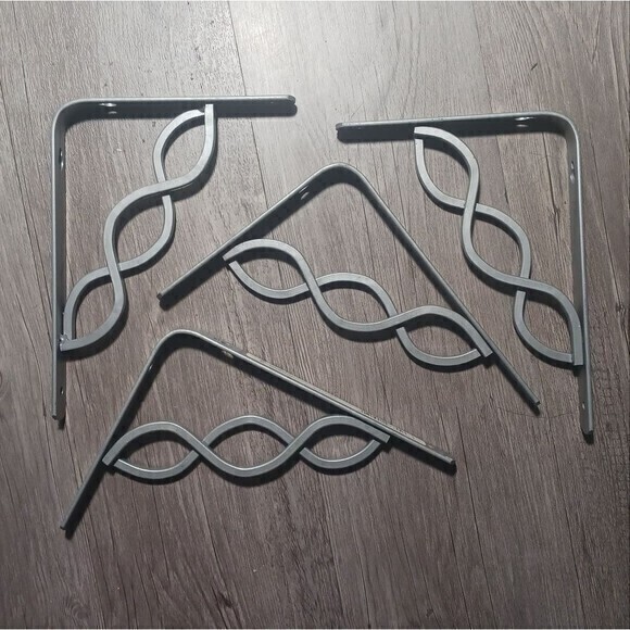 Rubbermaid Satin Nickel Celtic Scroll Decorative Shelf Brackets, Set of 4 - Picture 1 of 8